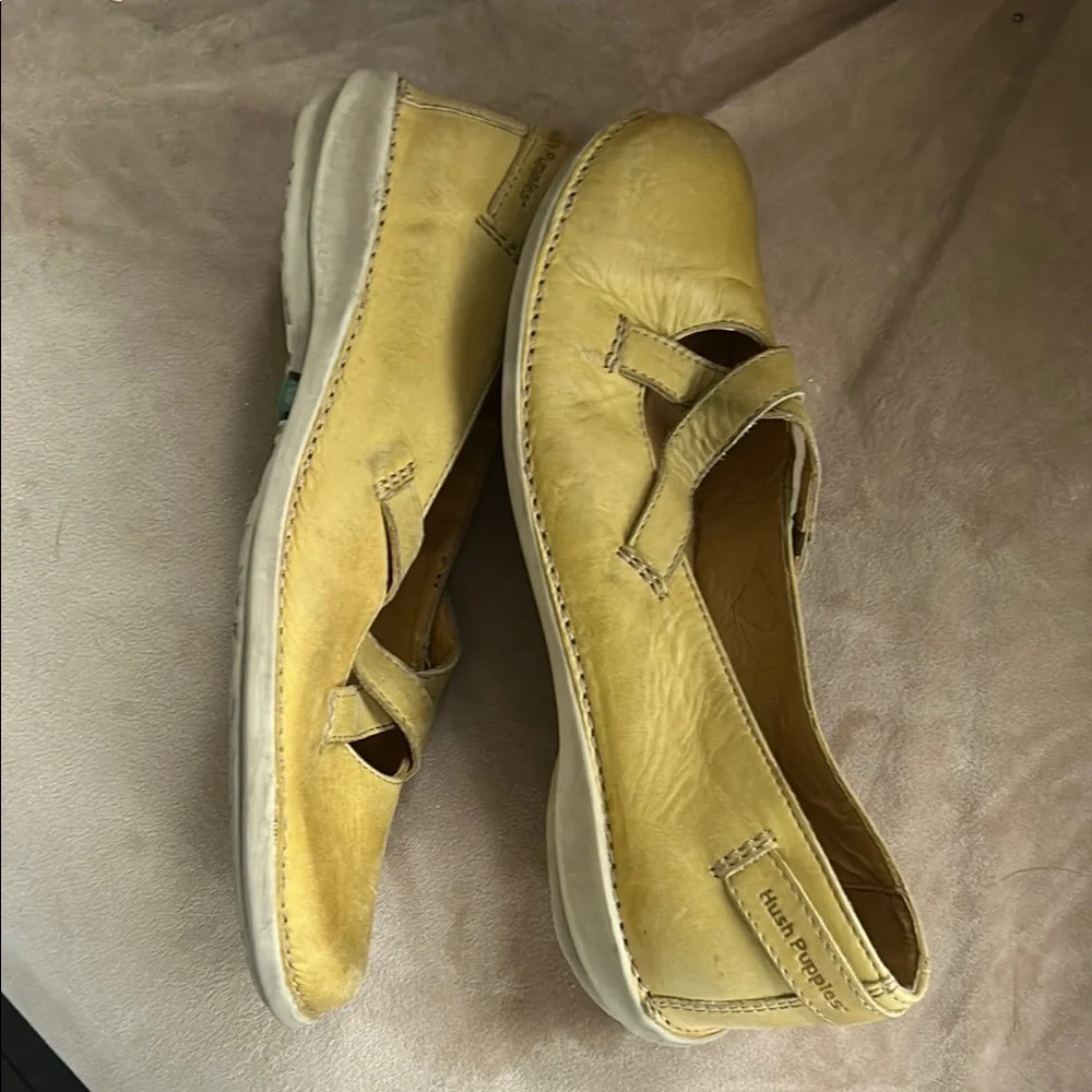 Hush Puppies Mustard Yellow Leather Slip-On Flats - Picture 3 of 7